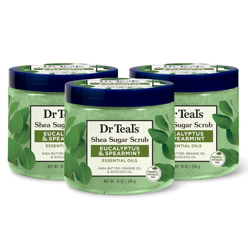 Shea Sugar Scrub, Eucalyptus & Spearmint Essential Oils, 19 oz Pack of 3